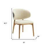 Cream And Brown Upholstered Fabric Wing Back Dining Side Chair - Homeroots - Flyclothing LLC