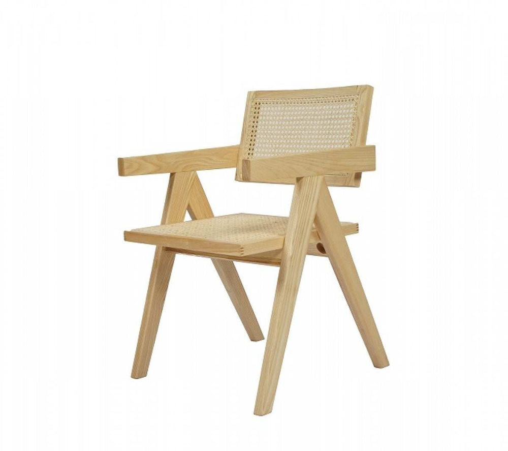 Natural Wood Open Back Dining Arm Chair - Homeroots - Flyclothing LLC