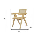 Natural Wood Open Back Dining Arm Chair - Homeroots - Flyclothing LLC
