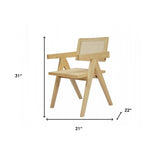 Natural Wood Open Back Dining Arm Chair - Homeroots - Flyclothing LLC