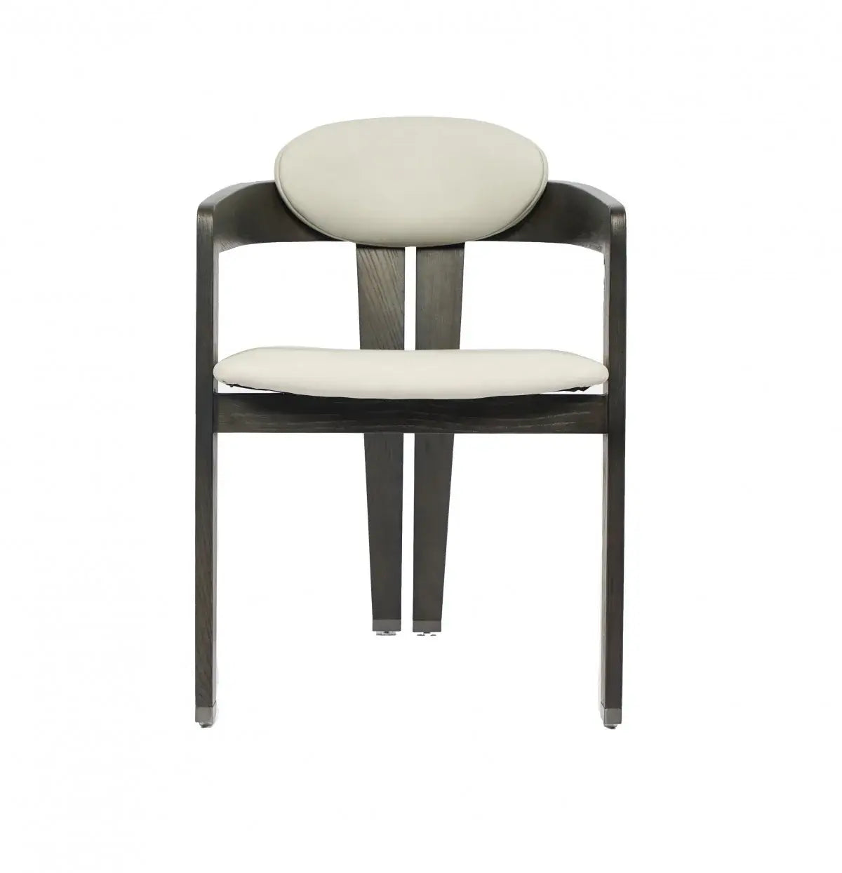 Light Gray And Dark Gray Upholstered Faux Leather Open Back Dining Arm Chair - Homeroots - Flyclothing LLC