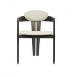Light Gray And Dark Gray Upholstered Faux Leather Open Back Dining Arm Chair