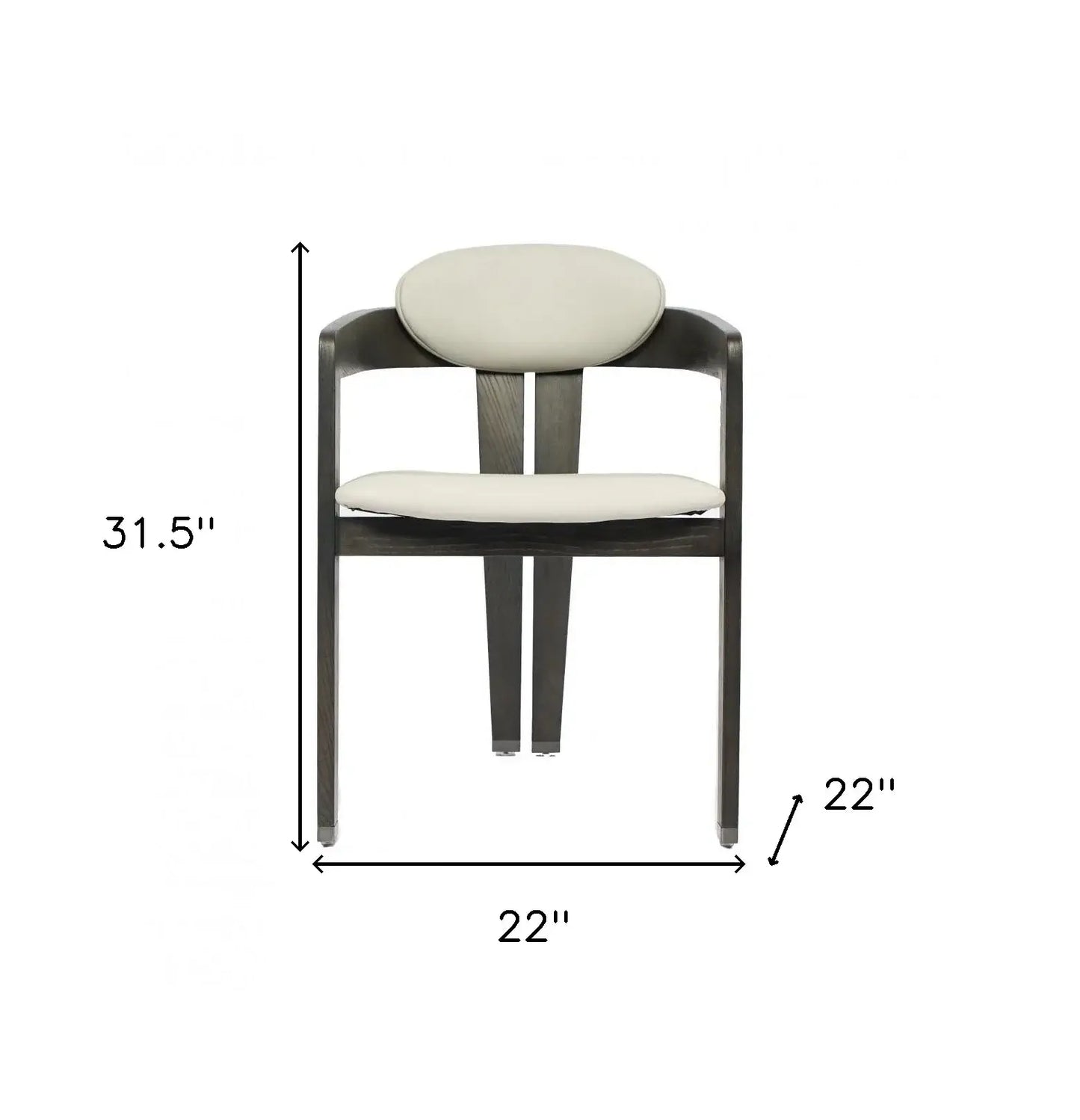Light Gray And Dark Gray Upholstered Faux Leather Open Back Dining Arm Chair - Homeroots - Flyclothing LLC