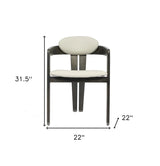 Light Gray And Dark Gray Upholstered Faux Leather Open Back Dining Arm Chair - Homeroots - Flyclothing LLC