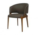 Dark Gray And Brown Upholstered Faux Leather Wing Back Dining Arm Chair - Homeroots - Flyclothing LLC