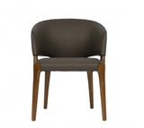 Dark Gray And Brown Upholstered Faux Leather Wing Back Dining Arm Chair - Homeroots - Flyclothing LLC