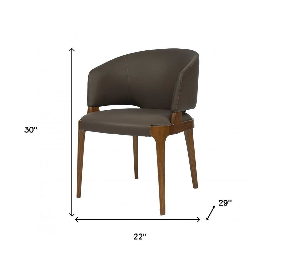 Dark Gray And Brown Upholstered Faux Leather Wing Back Dining Arm Chair - Homeroots - Flyclothing LLC