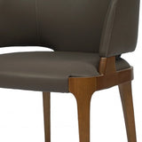 Dark Gray And Brown Upholstered Faux Leather Wing Back Dining Arm Chair - Homeroots