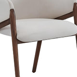 Cream And Brown Upholstered Fabric Wing Back Dining Arm Chair - Homeroots