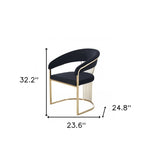 Black And Gold Upholstered Velvet Open Back Dining Arm Chair - Homeroots - Flyclothing LLC