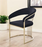 Black And Gold Upholstered Velvet Open Back Dining Arm Chair - Homeroots