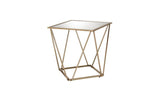 24" Champagne And Silver Glass And Metal Square Mirrored End Table - Homeroots