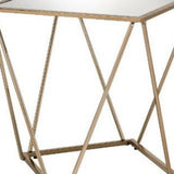24" Champagne And Silver Glass And Metal Square Mirrored End Table - Homeroots - Flyclothing LLC