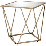 24" Champagne And Silver Glass And Metal Square Mirrored End Table - Homeroots - Flyclothing LLC