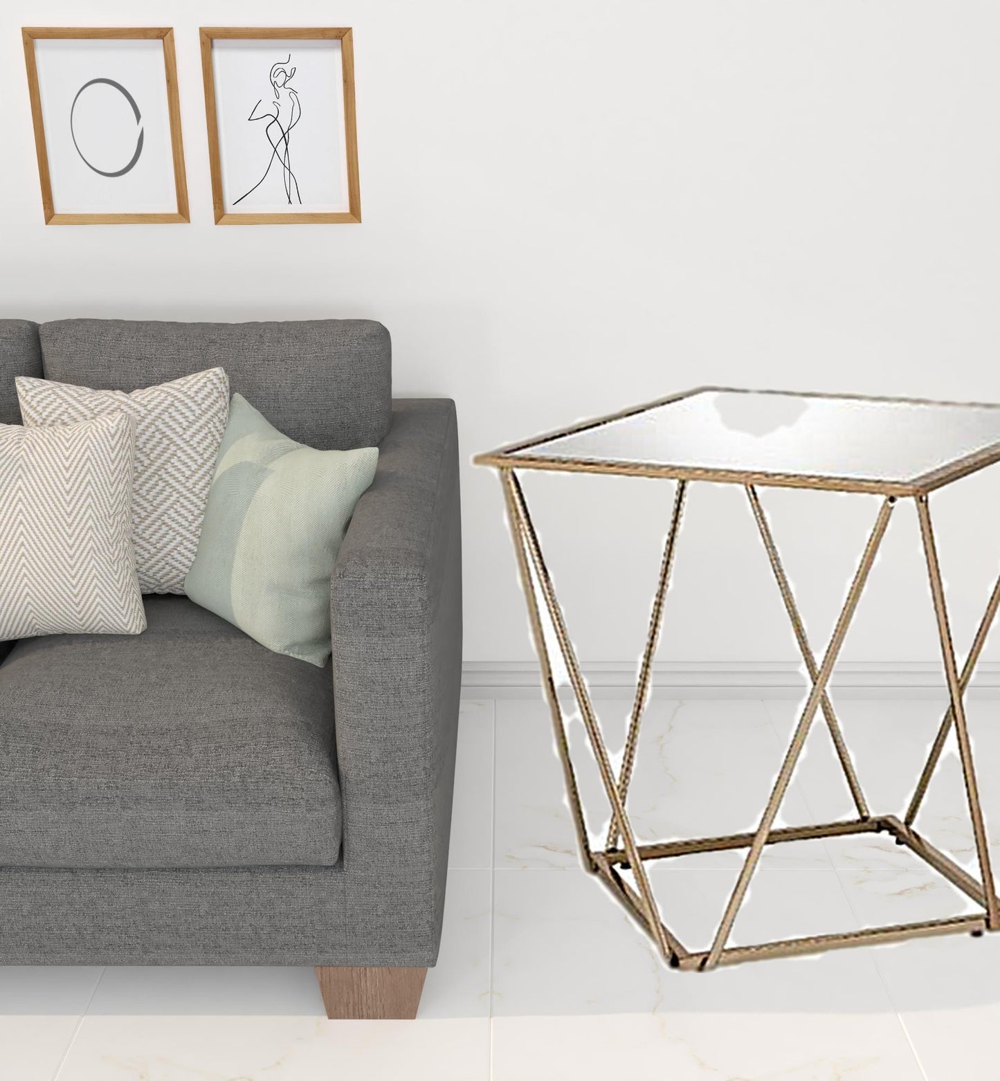 24" Champagne And Silver Glass And Metal Square Mirrored End Table - Homeroots - Flyclothing LLC