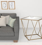 24" Champagne And Silver Glass And Metal Square Mirrored End Table - Homeroots - Flyclothing LLC