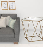 24" Champagne And Silver Glass And Metal Square Mirrored End Table - Homeroots