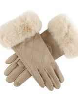 Fur Cuff Suede Gloves - Trendsi - Flyclothing LLC