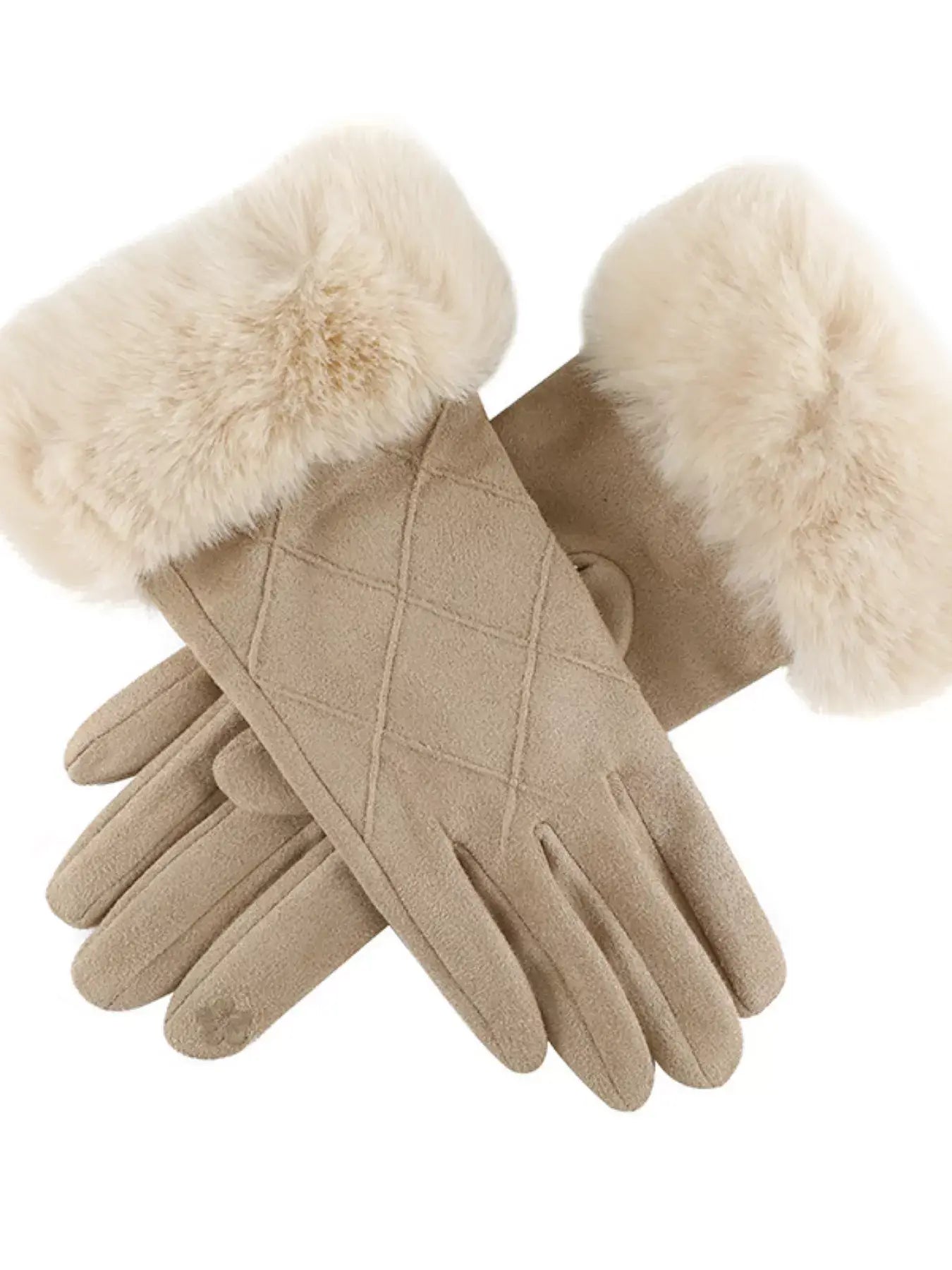 Fur Cuff Suede Gloves - Trendsi - Flyclothing LLC