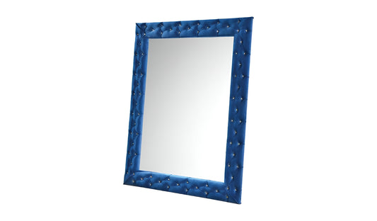 74" Blue Velvet Accent Mirror - Homeroots