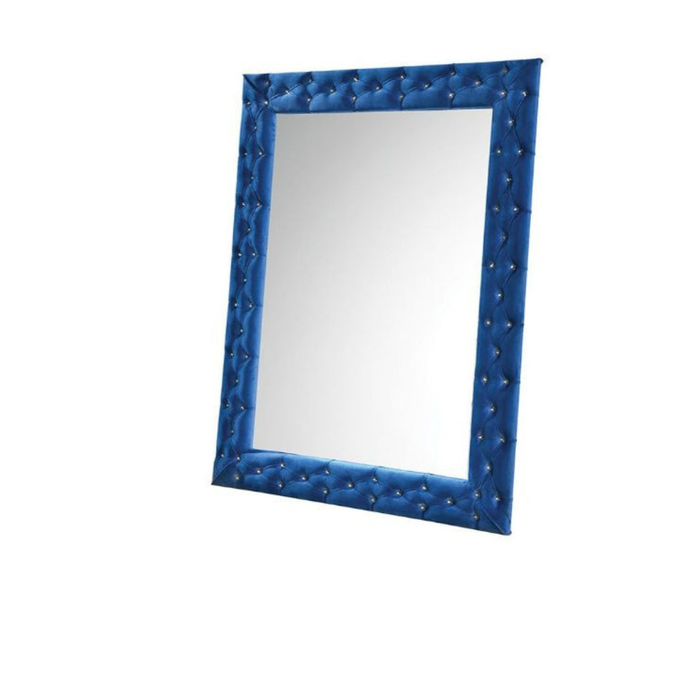 74" Blue Velvet Accent Mirror - Homeroots - Flyclothing LLC