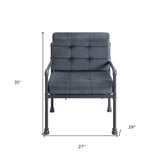 27" Gray Velvet And Steel Arm Chair - Homeroots - Flyclothing LLC