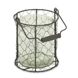 6" Brown and Clear Wire Basket and Glass Jar - Homeroots - Flyclothing LLC