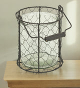 6" Brown and Clear Wire Basket and Glass Jar - Homeroots - Flyclothing LLC