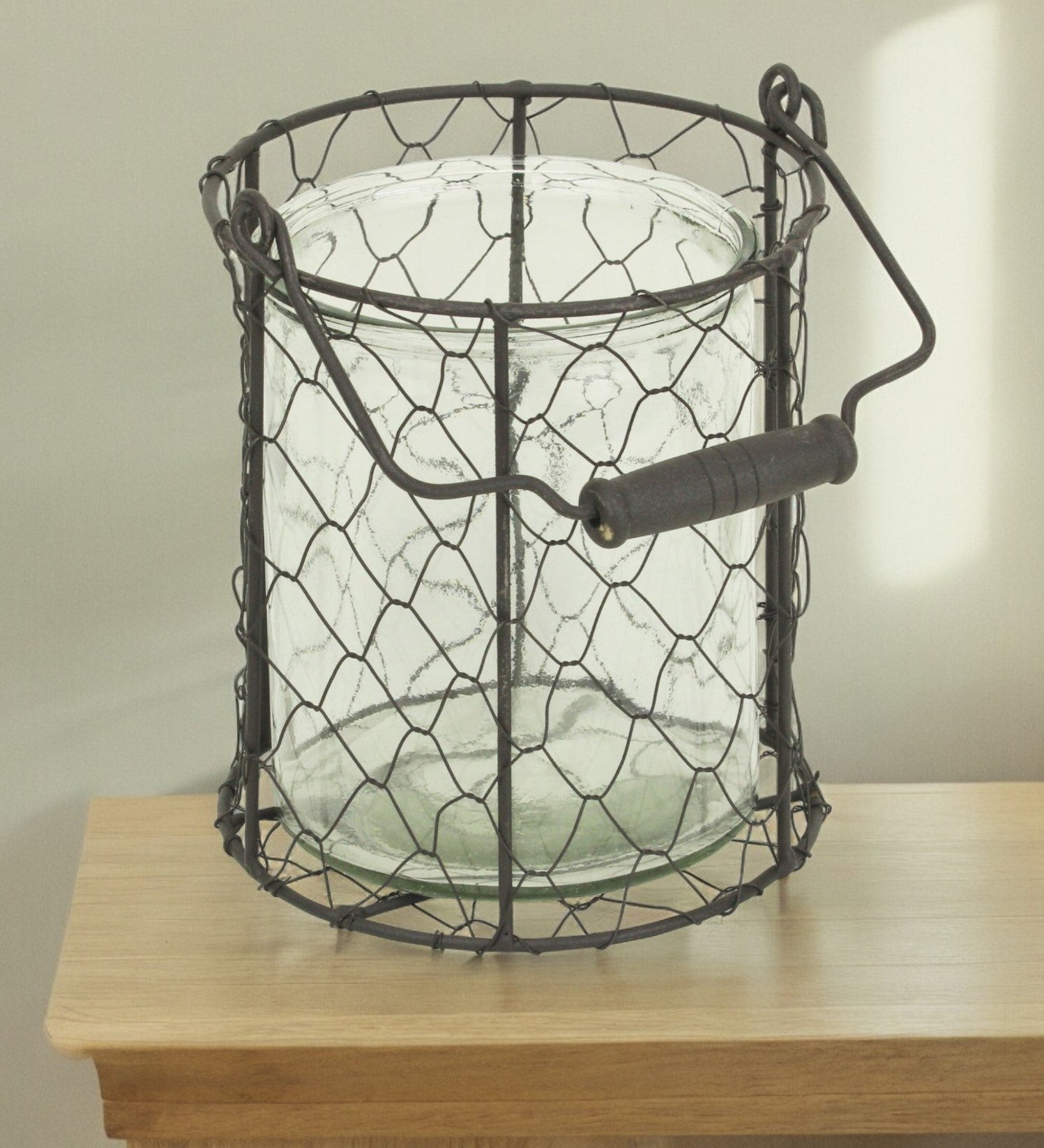 6" Brown and Clear Wire Basket and Glass Jar - Homeroots - Flyclothing LLC