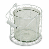5" White Metal Tabletop Lantern Candle Holder - Homeroots - Flyclothing LLC