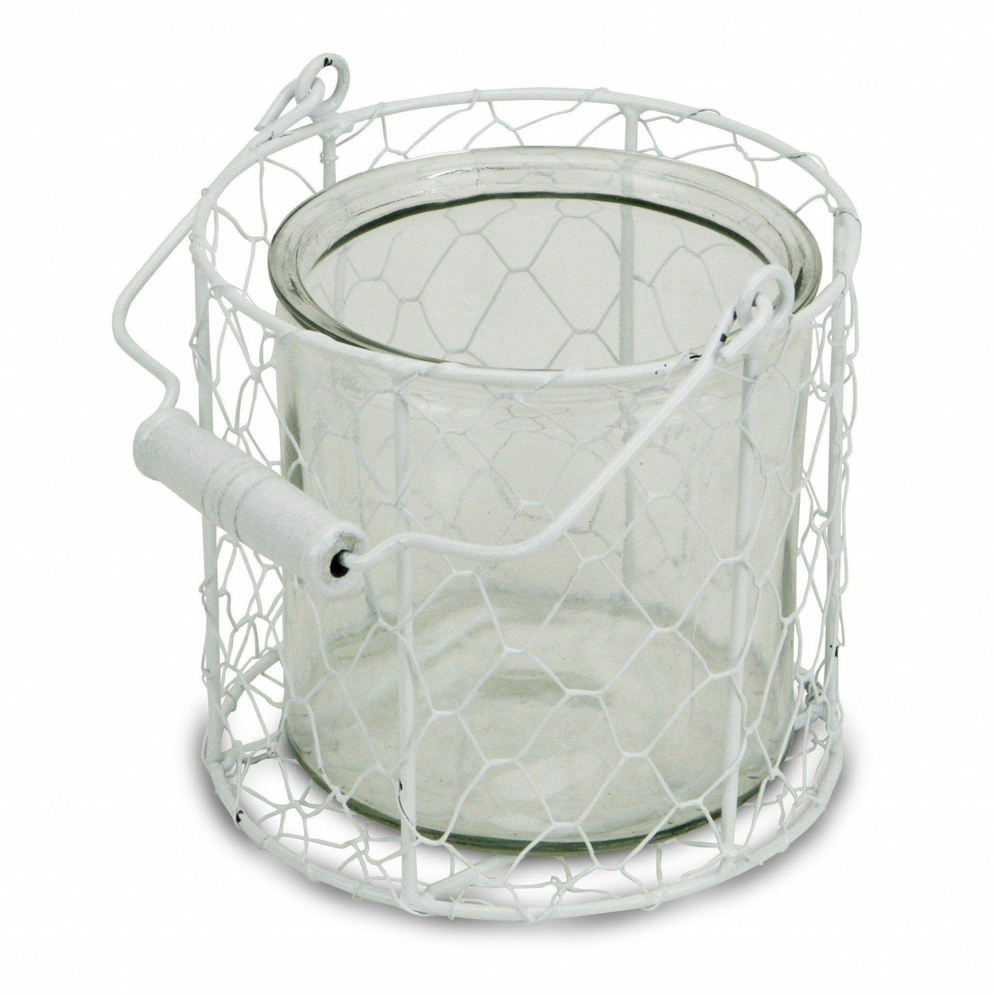5" White Metal Tabletop Lantern Candle Holder - Homeroots - Flyclothing LLC