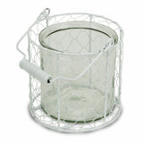 5" White Metal Tabletop Lantern Candle Holder - Homeroots
