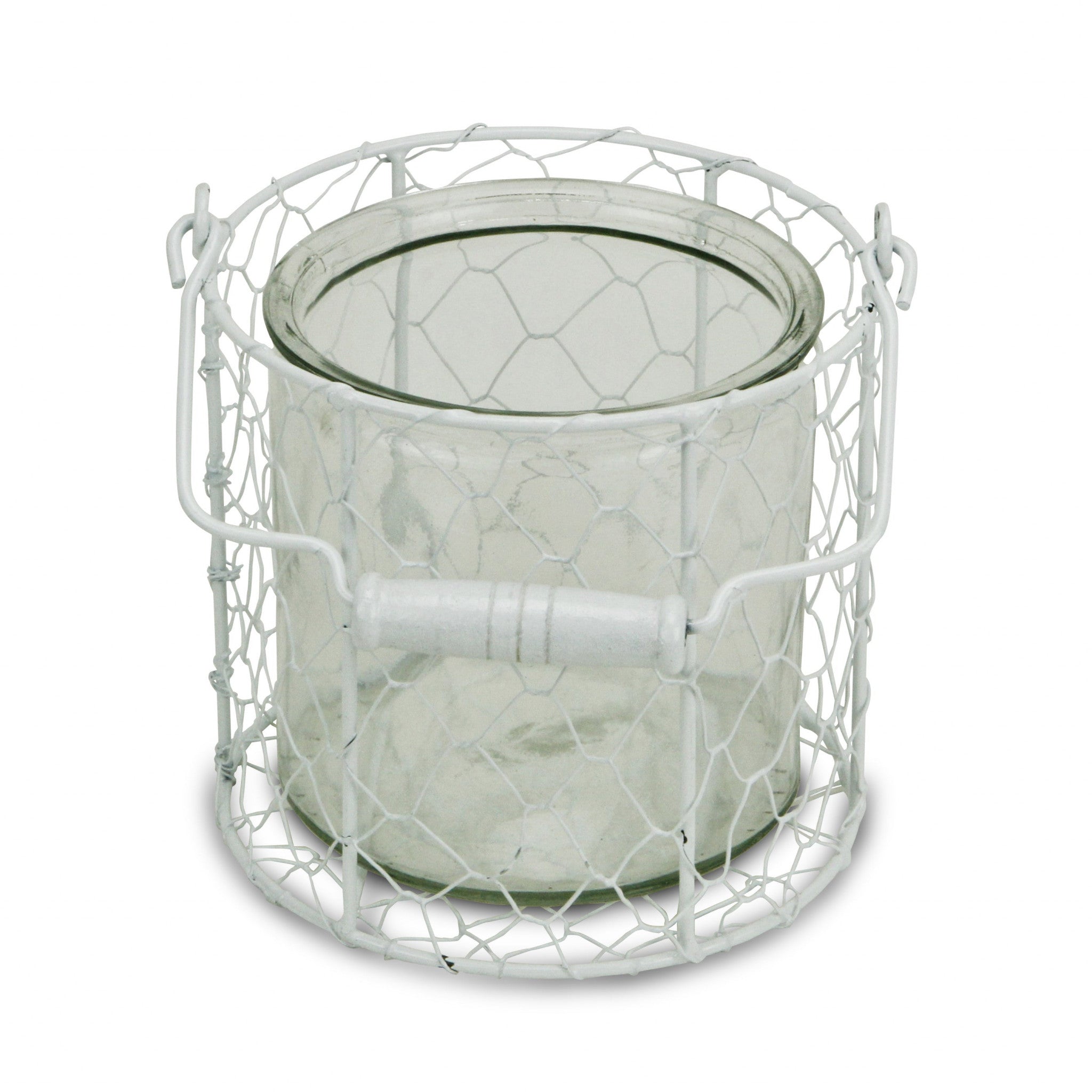 5" White Metal Tabletop Lantern Candle Holder - Homeroots - Flyclothing LLC