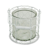 5" White Metal Tabletop Lantern Candle Holder - Homeroots