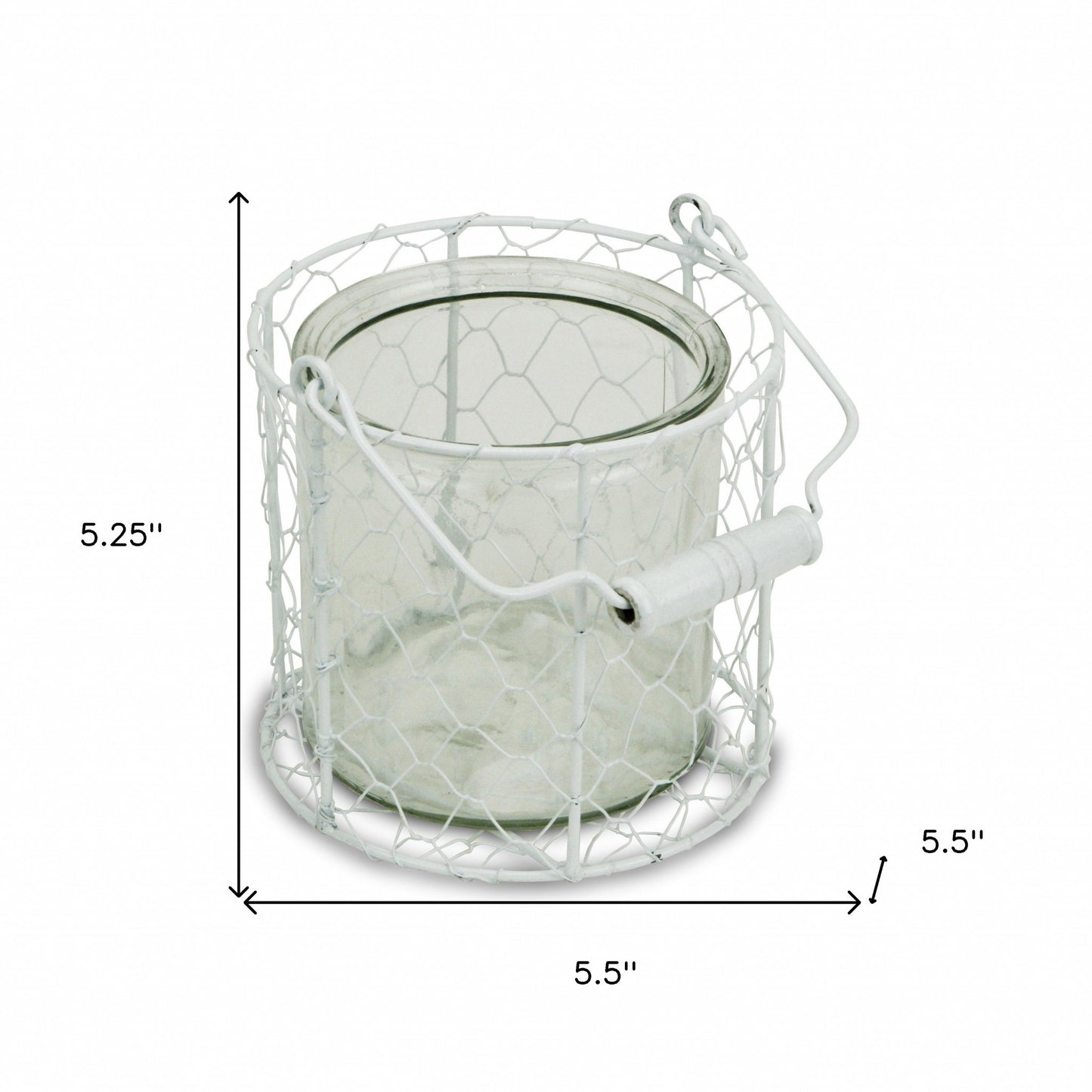 5" White Metal Tabletop Lantern Candle Holder - Homeroots - Flyclothing LLC