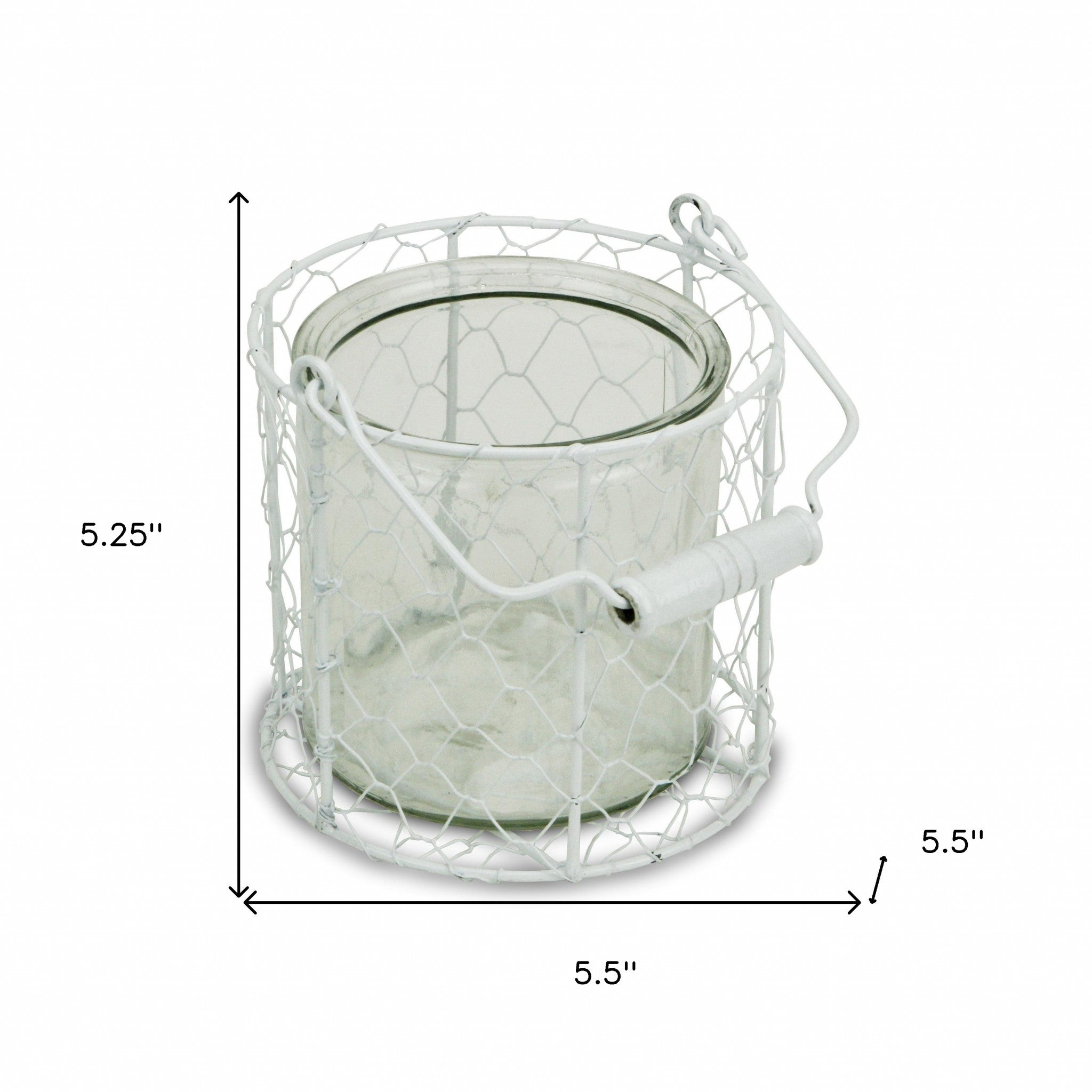 5" White Metal Tabletop Lantern Candle Holder - Homeroots - Flyclothing LLC