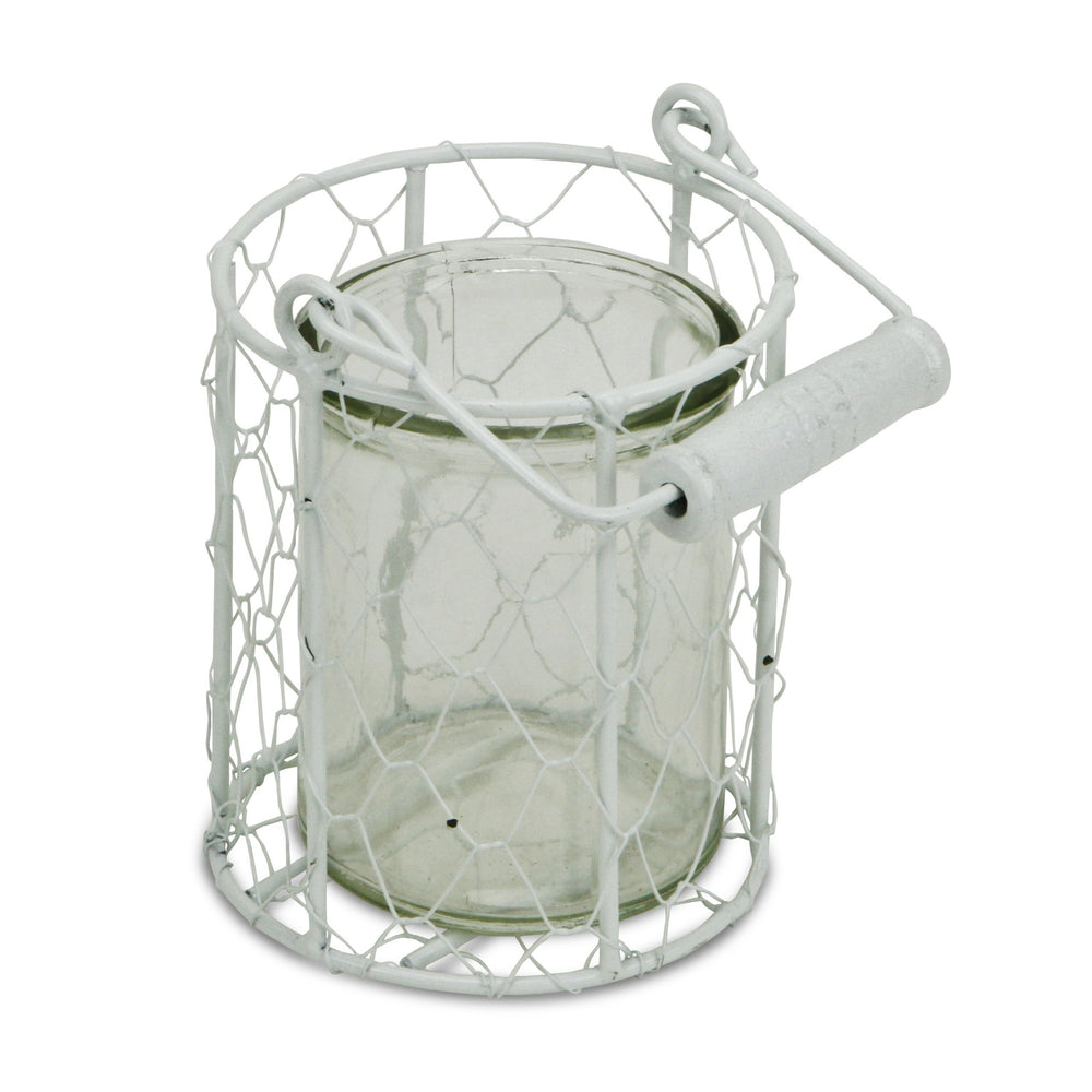 5" White Metal Tabletop Lantern Candle Holder - Homeroots - Flyclothing LLC