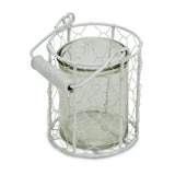 5" White Metal Tabletop Lantern Candle Holder - Homeroots