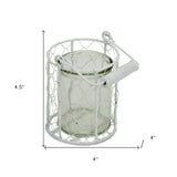 5" White Metal Tabletop Lantern Candle Holder - Homeroots - Flyclothing LLC