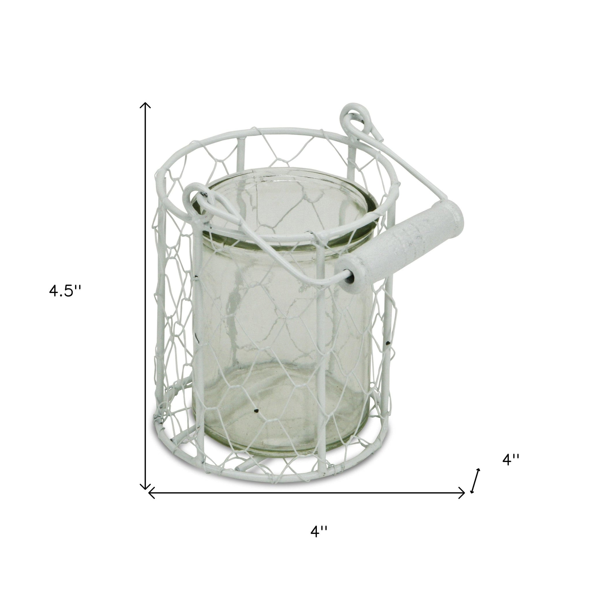 5" White Metal Tabletop Lantern Candle Holder - Homeroots - Flyclothing LLC