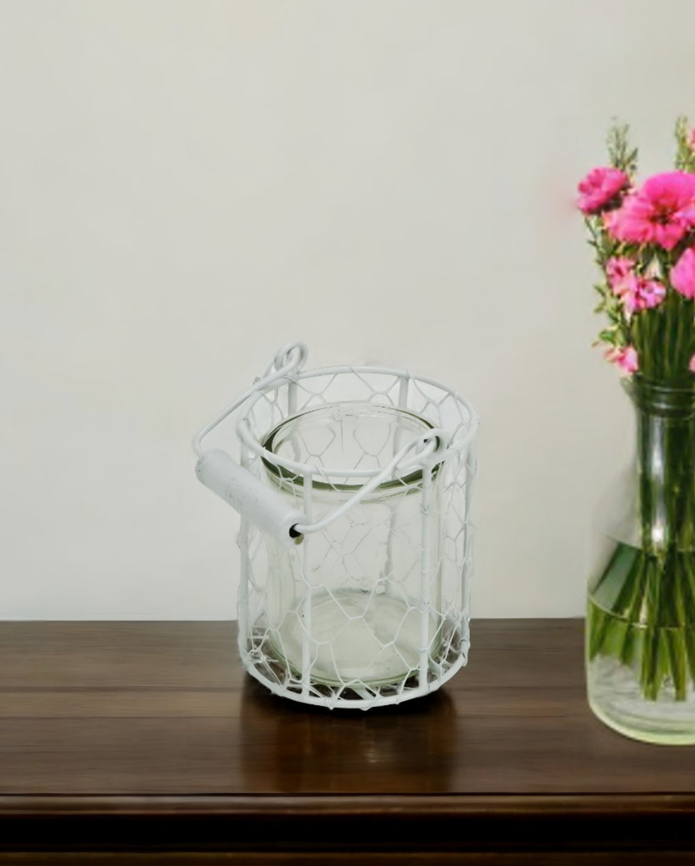 5" White Metal Tabletop Lantern Candle Holder - Homeroots - Flyclothing LLC