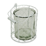 6" White and Clear Wire Basket and Glass Jar - Homeroots - Flyclothing LLC