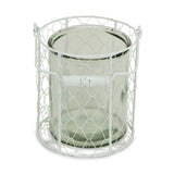 6" White and Clear Wire Basket and Glass Jar - Homeroots - Flyclothing LLC