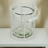 6" White and Clear Wire Basket and Glass Jar - Homeroots - Flyclothing LLC