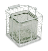 5.5" White and Clear Wire Basket Glass Jar - Homeroots - Flyclothing LLC
