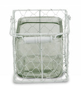 5.5" White and Clear Wire Basket Glass Jar - Homeroots - Flyclothing LLC