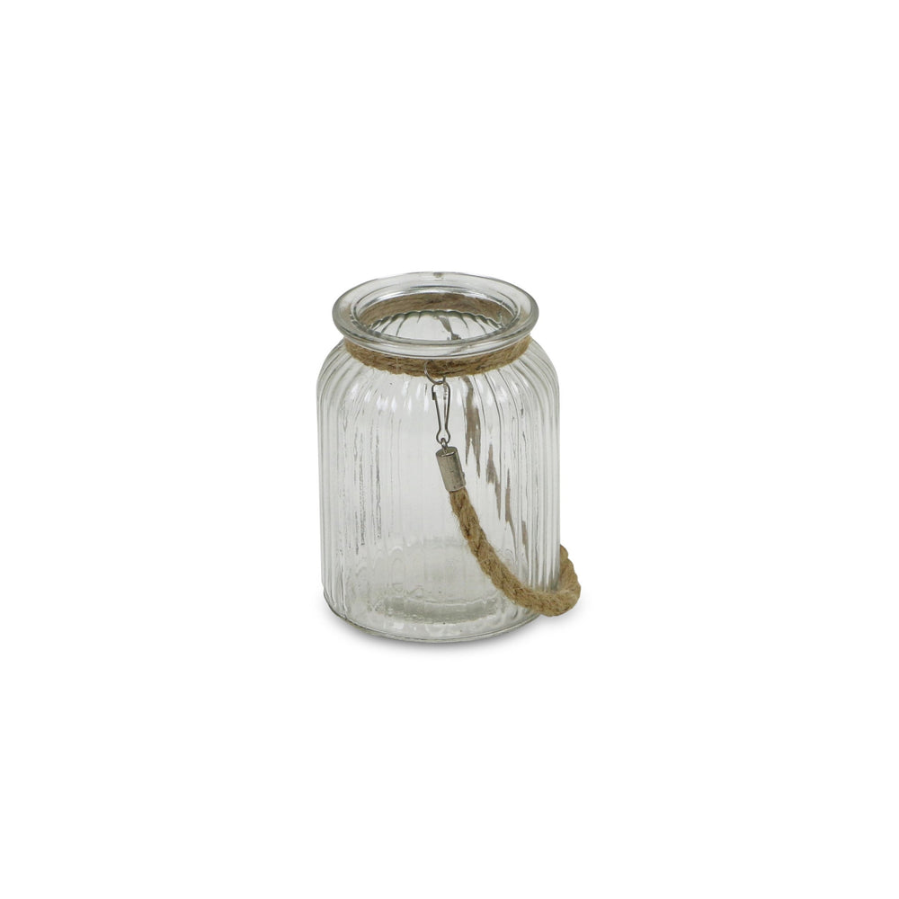 6" Clear and Brown Glass Tabletop Lantern Candle Holder - Homeroots - Flyclothing LLC