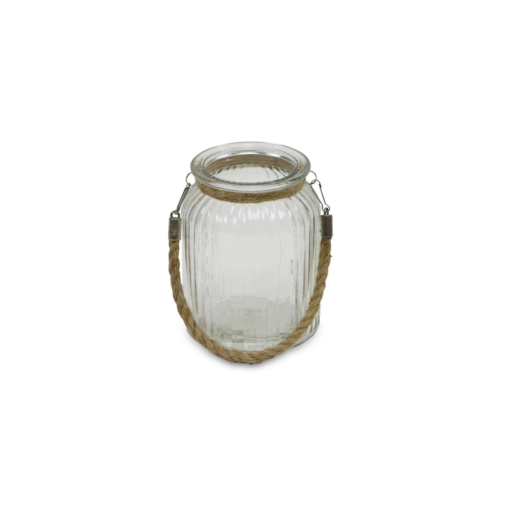 6" Clear and Brown Glass Tabletop Lantern Candle Holder - Homeroots - Flyclothing LLC