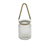 6" Clear and Brown Glass Tabletop Lantern Candle Holder - Homeroots - Flyclothing LLC