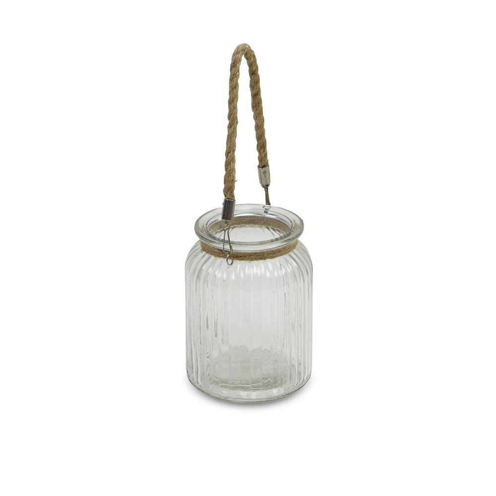 6" Clear and Brown Glass Tabletop Lantern Candle Holder - Homeroots - Flyclothing LLC
